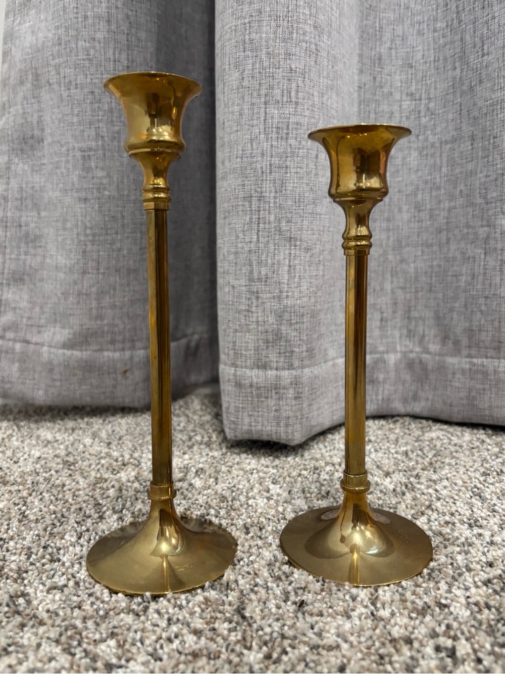 Vintage Solid Brass Taper Candlestick Holder Slender Stem Set of 2